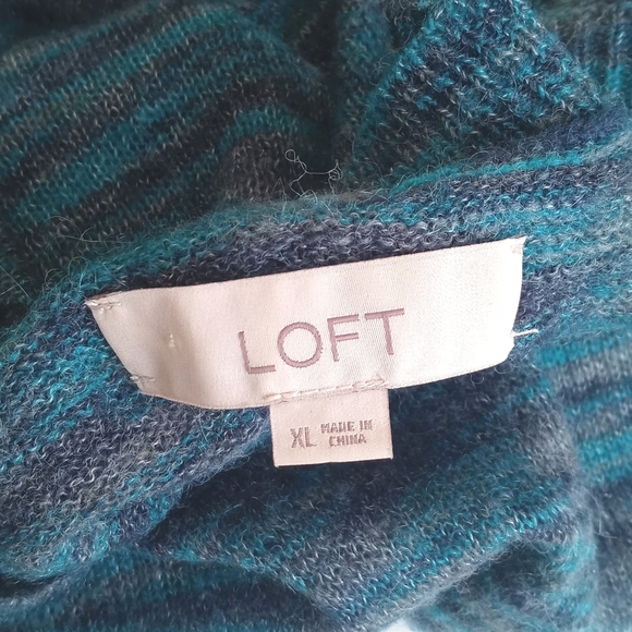 LOFT Women's Sky Blue Speckled Nylon Wool Mohair Blend Long Sleeve Sweater XL - Picture 2 of 7